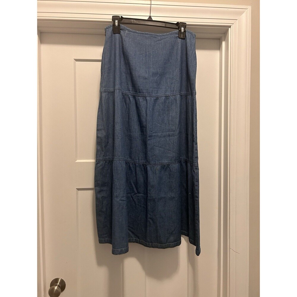 Vintage Y2K Emma James Skirt Women’s Size 10 Chambray Tiered Cotton Peasant Boho